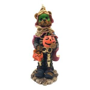 8" Resin Bear Halloween Costume Figurine Trick or Treat Pumpkin Skeleton Statue